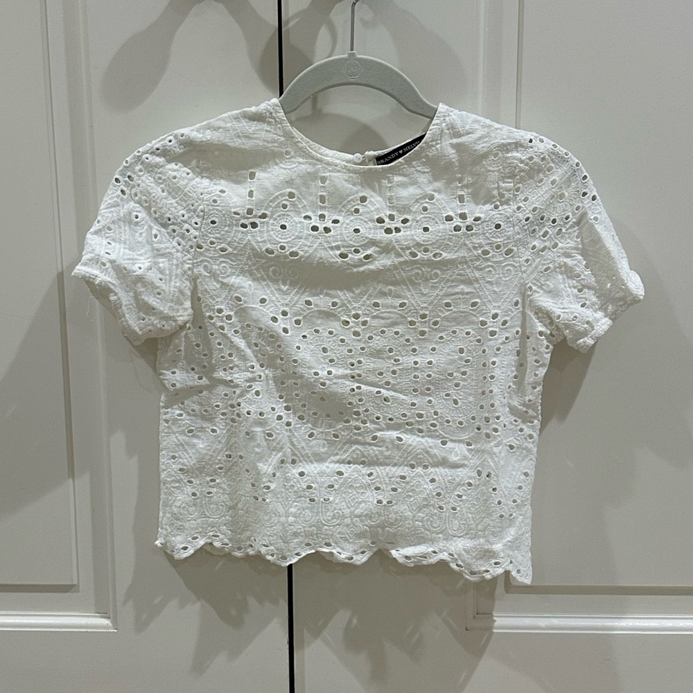 Brandy Melville White Eyelet Crop Top
